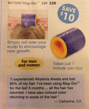 MagGro Hair Loss Prevention Device Another Non Medical alleged panacea for baldness.